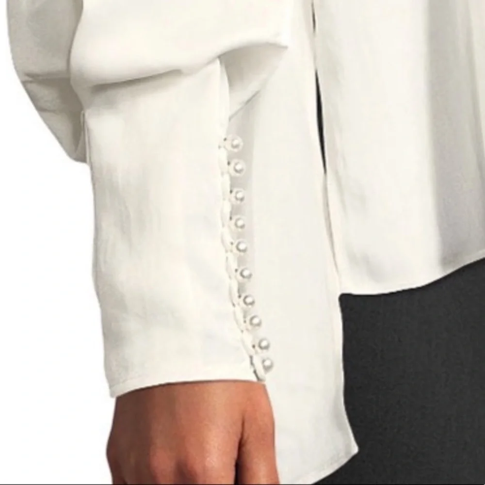 Joie Kynthia white blouse with pearl buttons. Size M - Picture 3 of 11